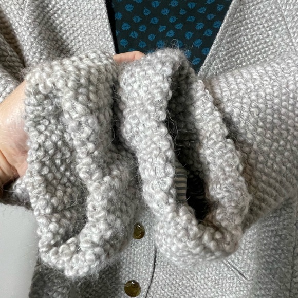 Anthropologie Elevenses Woodland Path Grey 70% Wool Crop 3/4 Sleeve Blazer - S - Picture 8 of 13